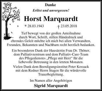 Traueranzeige von Horst Marquardt von Mitteldeutsche Zeitung Dessau-Roßlau