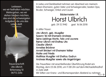 Traueranzeige von Horst Ulbrich von Mitteldeutsche Zeitung Zeitz