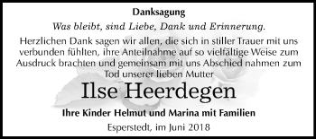 Traueranzeige von Ilse Heerdegen von Mitteldeutsche Zeitung Merseburg/Querfurt