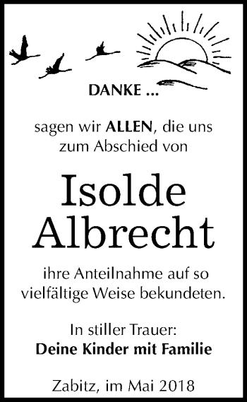 Traueranzeige von Isolde Albrecht von Mitteldeutsche Zeitung