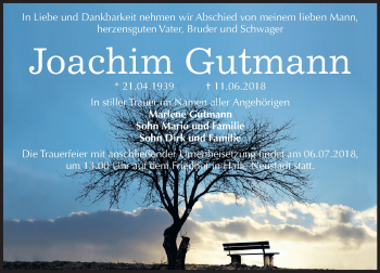 Traueranzeige von Joachim Gutmann von Mitteldeutsche Zeitung Halle/Saalkreis