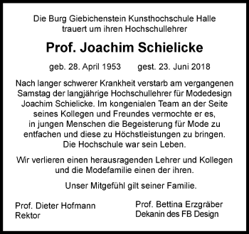 Traueranzeige von Joachim Schielicke von Mitteldeutsche Zeitung Halle/Saalkreis