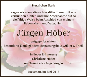 Traueranzeige von Jürgen Höber von Super Sonntag Zeitz