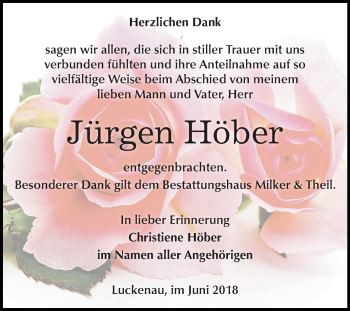 Traueranzeige von Jürgen Höber von Mitteldeutsche Zeitung Zeitz