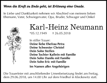 Traueranzeige von Karl-Heinz Neumann von Mitteldeutsche Zeitung Bitterfeld