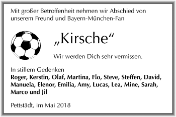 Traueranzeige von Kirsche  von Mitteldeutsche Zeitung