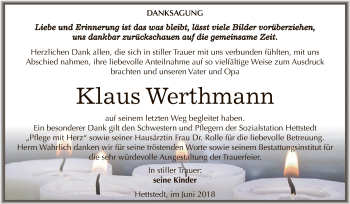 Traueranzeige von Klaus Werthmann von Super Sonntag SGH Mansf. Land