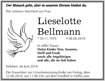 Traueranzeige von Lieselotte Bellmann von Mitteldeutsche Zeitung