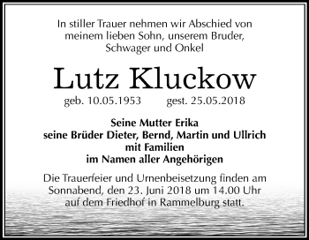 Traueranzeige von Lutz Kluckow von Mitteldeutsche Zeitung