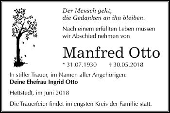Traueranzeige von Manfred Otto von Mitteldeutsche Zeitung
