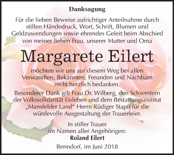 Traueranzeige von Margarete Eilert von Mitteldeutsche Zeitung