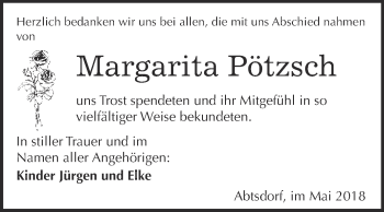 Traueranzeige von Margarita Pötzsch von WVG - Wochenspiegel Wittenberg