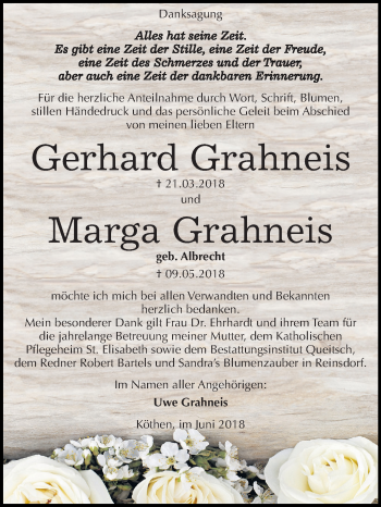 Traueranzeige von Marga und Gerhard Grahneis von Mitteldeutsche Zeitung