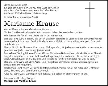 Traueranzeige von Marianne Krause von Mitteldeutsche Zeitung Bitterfeld