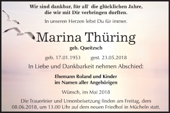 Traueranzeige von Marina Thüring von Mitteldeutsche Zeitung Merseburg/Querfurt