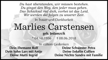 Traueranzeige von Marlies Carstensen von Mitteldeutsche Zeitung Halle/Saalkreis