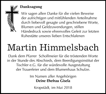 Traueranzeige von Martin Himmelsbach von Mitteldeutsche Zeitung