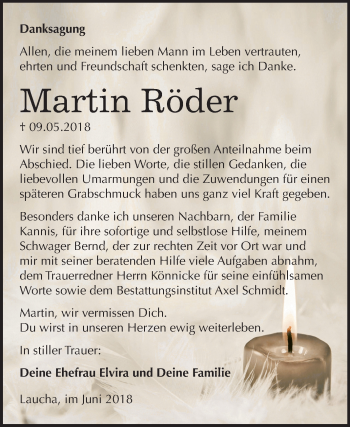 Traueranzeige von Martin Röder von Mitteldeutsche Zeitung