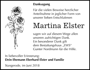 Traueranzeige von Martina Elster von Mitteldeutsche Zeitung