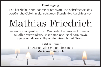 Traueranzeige von Mathias Friedrich von Mitteldeutsche Zeitung Halle/Saalkreis