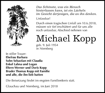 Traueranzeige von Michael Kopp von Mitteldeutsche Zeitung Halle/Saalkreis