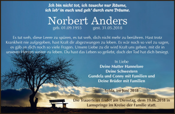 Traueranzeige von Norbert Anders von Super Sonntag Aschersleben