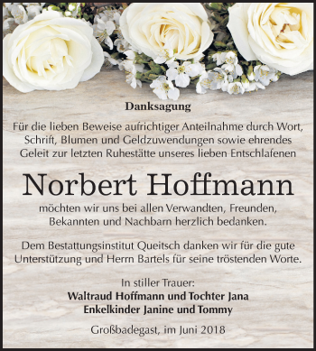 Traueranzeige von Norbert Hoffmann von Mitteldeutsche Zeitung