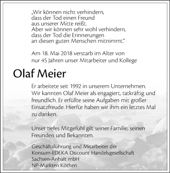 Traueranzeige von Olaf Meier von Mitteldeutsche Zeitung