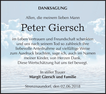 Traueranzeige von Peter Giersch von Mitteldeutsche Zeitung Bernburg