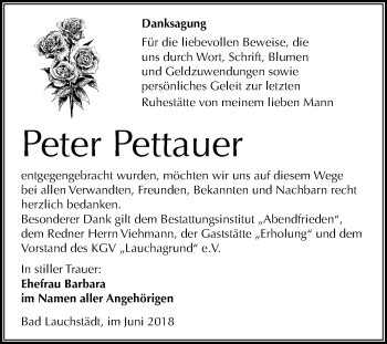 Traueranzeige von Peter Pettauer von Mitteldeutsche Zeitung Merseburg/Querfurt