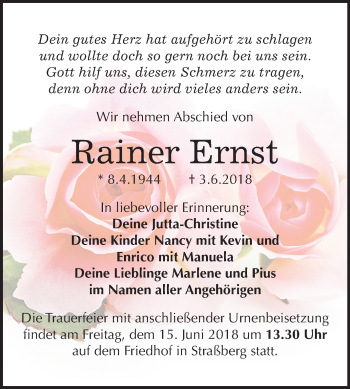 Traueranzeige von Rainer Ernst von Mitteldeutsche Zeitung
