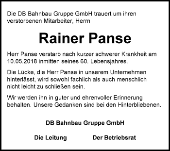 Traueranzeige von Rainer Panse von Mitteldeutsche Zeitung Halle/Saalkreis