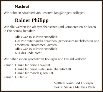 Traueranzeige von Rainer Philipp von Super Sonntag Zeitz