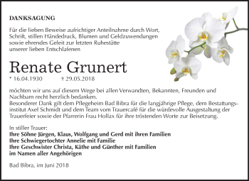 Traueranzeige von Renate Grunert von Mitteldeutsche Zeitung