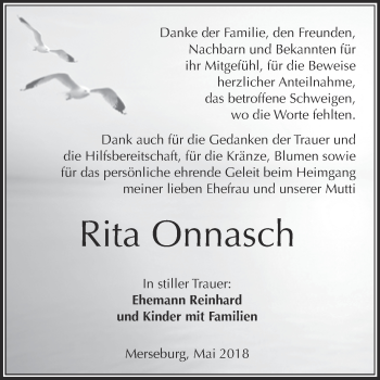 Traueranzeige von Rita Onnasch von WVG - Wochenspiegel Merseburg