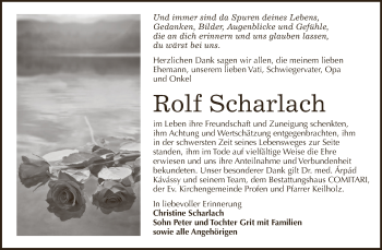 Traueranzeige von Rolf Scharlach von Super Sonntag Zeitz