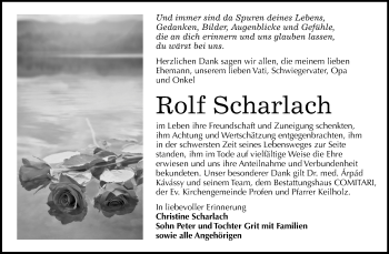 Traueranzeige von Rolf Scharlach von Mitteldeutsche Zeitung