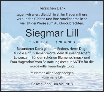 Traueranzeige von Siegmar Lill von Super Sonntag Wittenberg