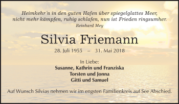 Traueranzeige von Silvia Friemann von Mitteldeutsche Zeitung Halle/Saalkreis