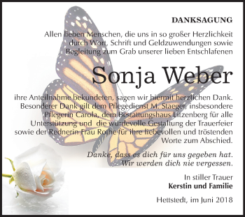 Traueranzeige von Sonja Weber von Mitteldeutsche Zeitung