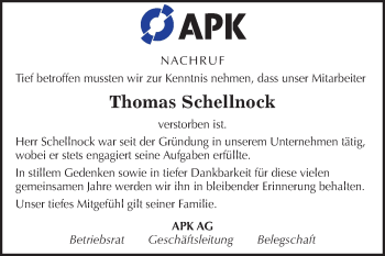Traueranzeige von Thomas Schellnock von Mitteldeutsche Zeitung Merseburg/Querfurt