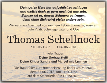 Traueranzeige von Thomas Schellnock von Mitteldeutsche Zeitung Merseburg/Querfurt