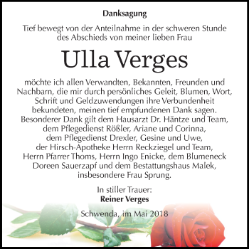 Traueranzeige von Ulla Verges von Mitteldeutsche Zeitung