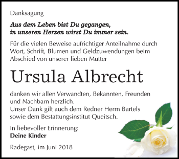 Traueranzeige von Ursula Albrecht von Mitteldeutsche Zeitung