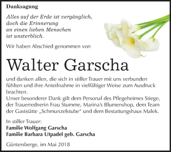 Traueranzeige von Walter Garscha von Mitteldeutsche Zeitung