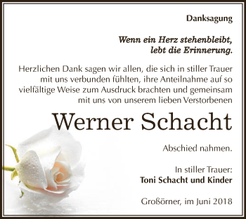 Traueranzeige von Werner Schacht von Super Sonntag SGH Mansf. Land