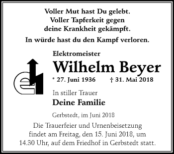 Traueranzeige von Wilhelm Beyer von Mitteldeutsche Zeitung