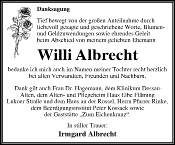 Traueranzeige von Willi Albrecht von Mitteldeutsche Zeitung Dessau-Roßlau