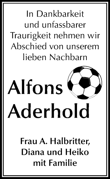 Traueranzeige von Alfons Aderhold von Mitteldeutsche Zeitung Dessau-Roßlau