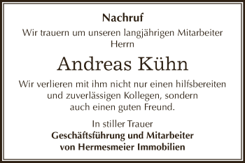 Traueranzeige von Andreas Kühn von Super Sonntag Zeitz